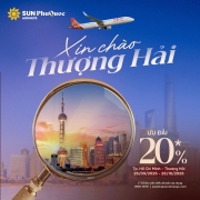 Sun PhuQuoc Airways bay thẳng TP.HCM Thượng Hải mỗi ngày giảm 20%