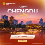 Vé máy bay TP.HCM đi Thành Đô từ 2.433.000 đồng cùng Sun PhuQuoc Airways