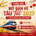 Vé Tàu Tết Đinh Mùi 2027 Mở Bán Từ 8h00 Ngày 05/09/2026
